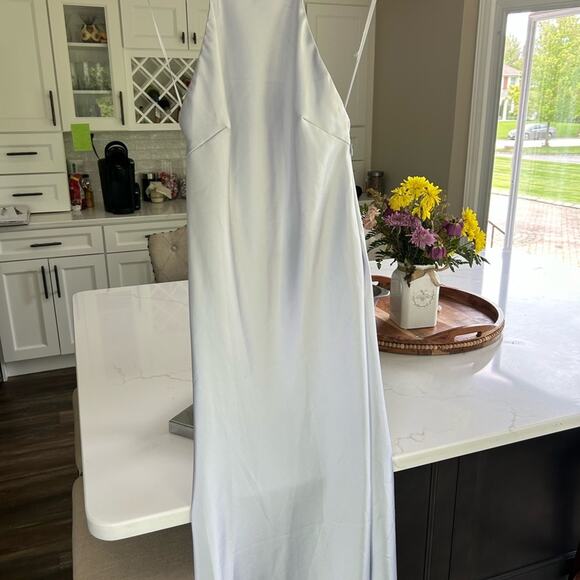 Zara Icy Blue SATIN DRESS WITH SPAGHETTI STRAPS NWT Size  XXL - Picture 8 of 16